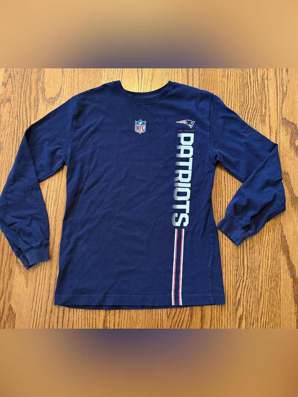 NFL Patriots Boys Youth Long Sleeve Shirt Size M (10/12) Navy Blue